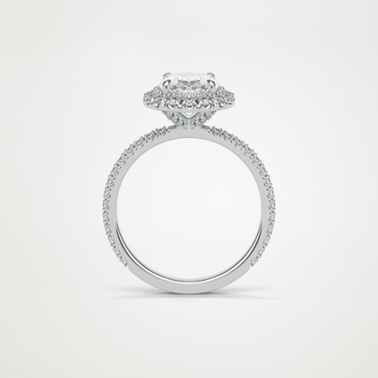 Oval Halo & Pave Moissanite Engagement Ring – 1.91 CT Lab-Created Brilliance in 10K/14K/18K Gold