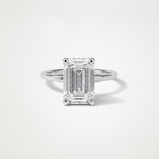 Emerald Hidden Halo Moissanite Engagement Ring – 4.15 CT Lab-Created Brilliance in 10K/14K/18K Gold 1