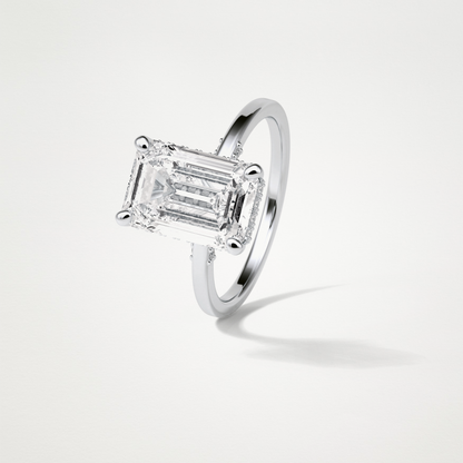 Emerald Hidden Halo Moissanite Engagement Ring – 4.15 CT Lab-Created Brilliance in 10K/14K/18K Gold 6
