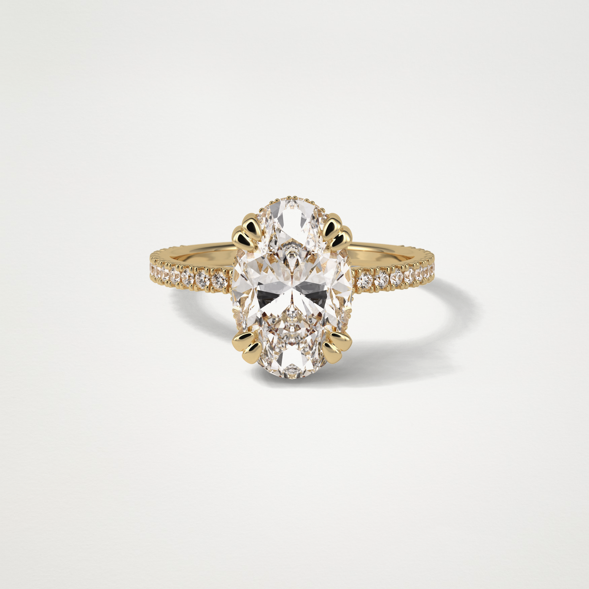 Oval Hidden Halo & Pave Moissanite Engagement Ring – 4 CT Lab-Created Brilliance in 10K/14K/18K Gold