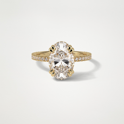 Oval Hidden Halo & Pave Moissanite Engagement Ring – 4 CT Lab-Created Brilliance in 10K/14K/18K Gold