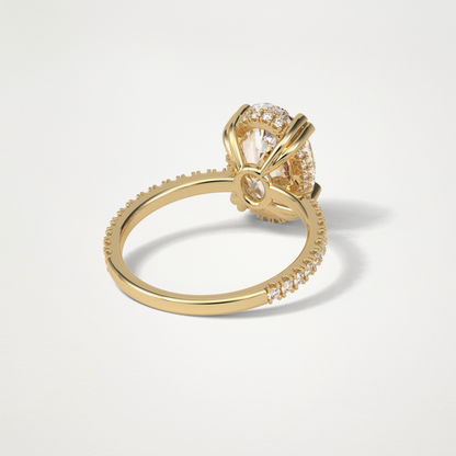 Oval Hidden Halo & Pave Moissanite Engagement Ring – 4 CT Lab-Created Brilliance in 10K/14K/18K Gold