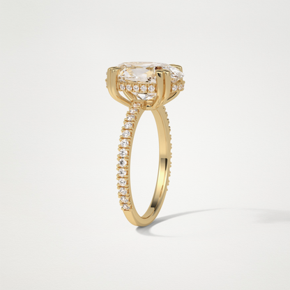 Oval Hidden Halo & Pave Moissanite Engagement Ring – 4 CT Lab-Created Brilliance in 10K/14K/18K Gold