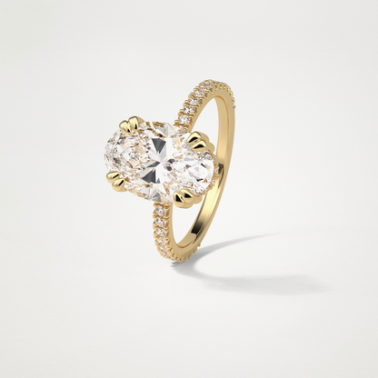 Oval Hidden Halo & Pave Moissanite Engagement Ring – 4 CT Lab-Created Brilliance in 10K/14K/18K Gold