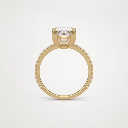 Oval Hidden Halo & Pave Moissanite Engagement Ring – 4 CT Lab-Created Brilliance in 10K/14K/18K Gold