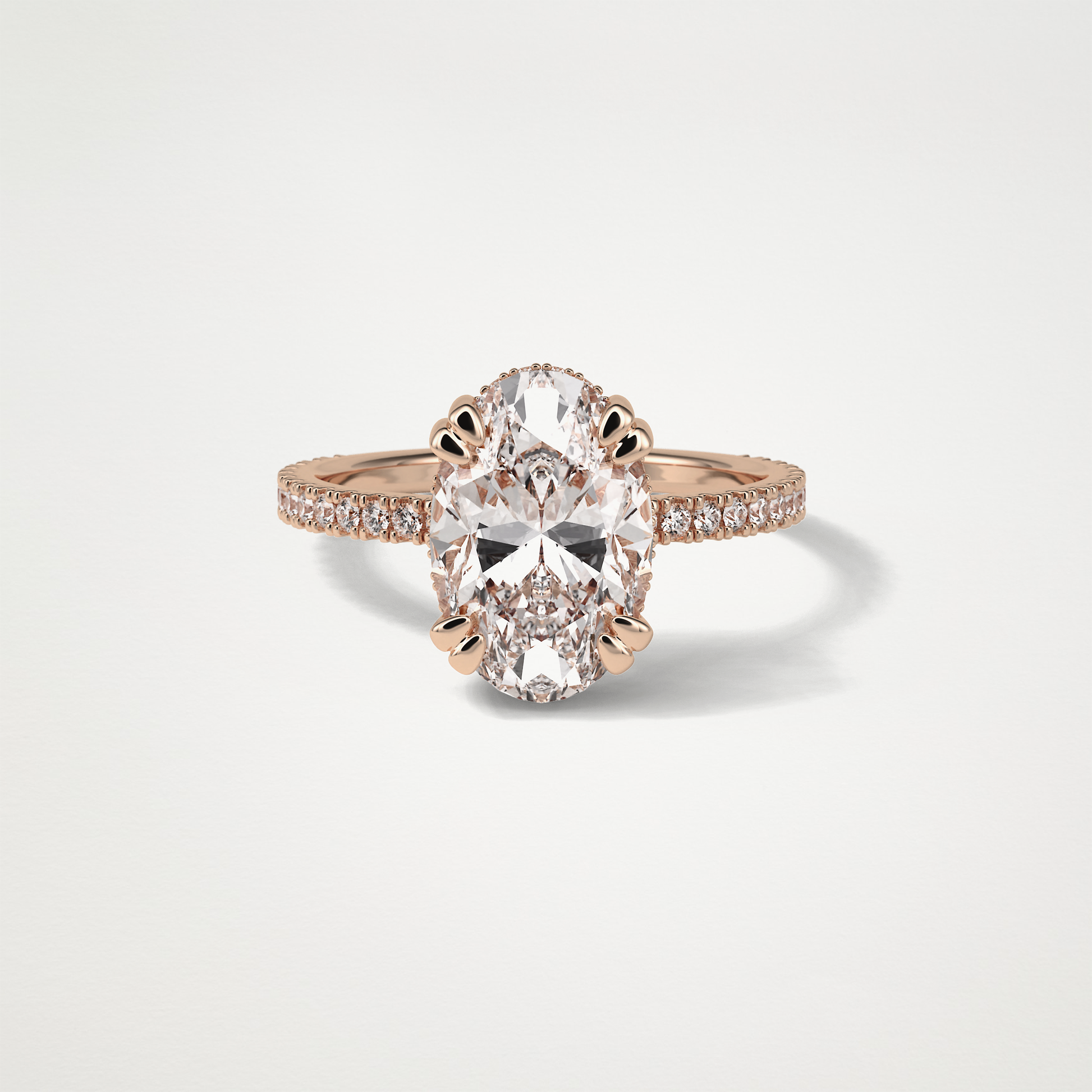 Oval Hidden Halo & Pave Moissanite Engagement Ring – 4 CT Lab-Created Brilliance in 10K/14K/18K Gold
