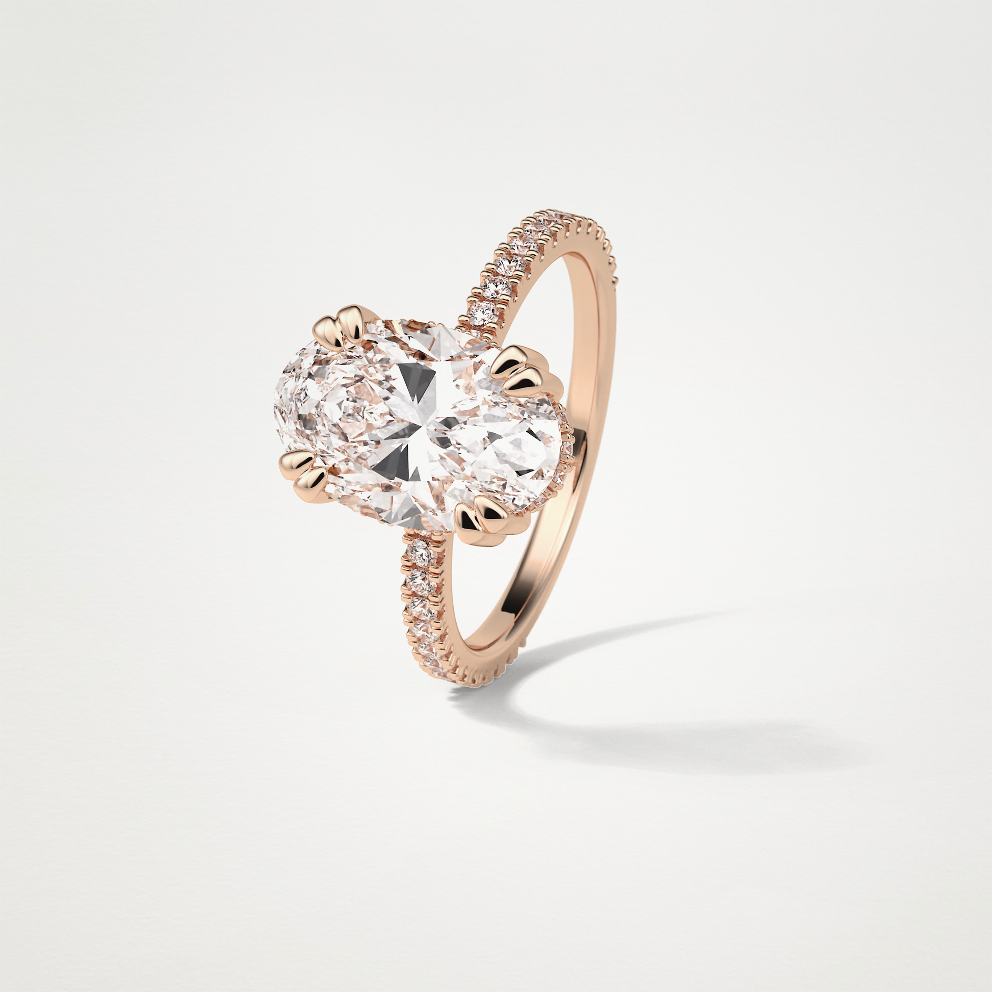 Oval Hidden Halo & Pave Moissanite Engagement Ring – 4 CT Lab-Created Brilliance in 10K/14K/18K Gold