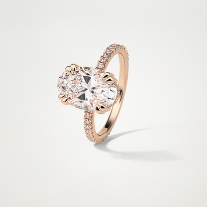 Oval Hidden Halo & Pave Moissanite Engagement Ring – 4 CT Lab-Created Brilliance in 10K/14K/18K Gold