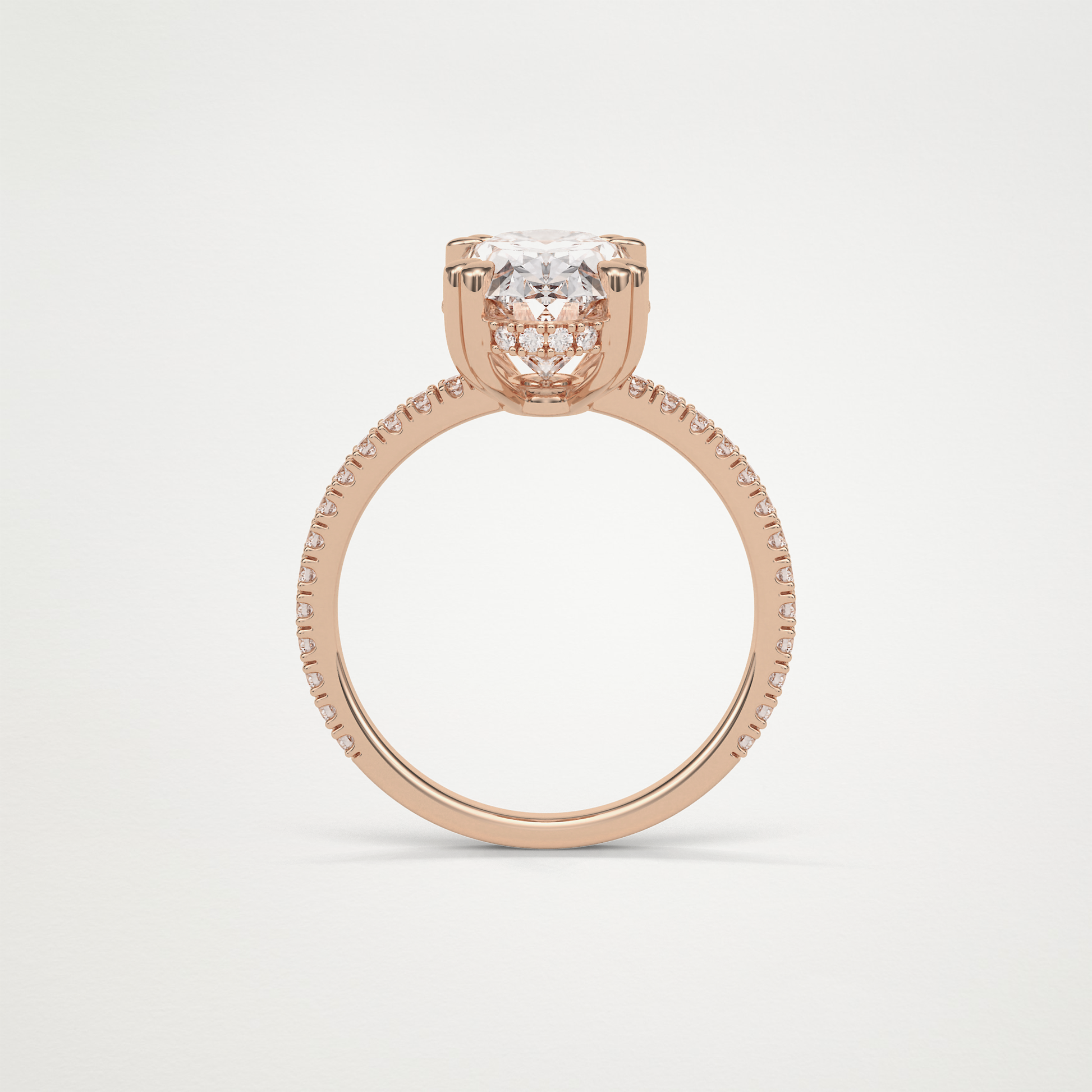 Oval Hidden Halo & Pave Moissanite Engagement Ring – 4 CT Lab-Created Brilliance in 10K/14K/18K Gold