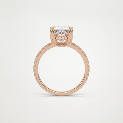 Oval Hidden Halo & Pave Moissanite Engagement Ring – 4 CT Lab-Created Brilliance in 10K/14K/18K Gold