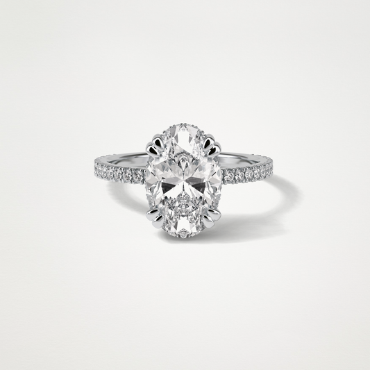 Oval Hidden Halo & Pave Moissanite Engagement Ring – 4 CT Lab-Created Brilliance in 10K/14K/18K Gold
