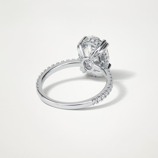 Oval Hidden Halo & Pave Moissanite Engagement Ring – 4 CT Lab-Created Brilliance in 10K/14K/18K Gold