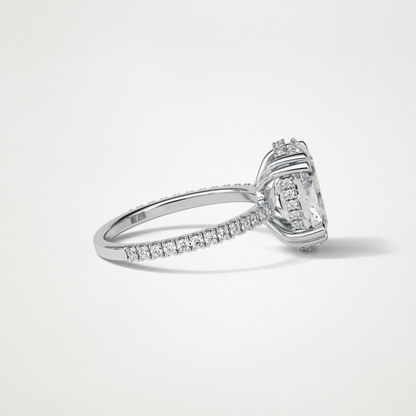 Oval Hidden Halo & Pave Moissanite Engagement Ring – 4 CT Lab-Created Brilliance in 10K/14K/18K Gold