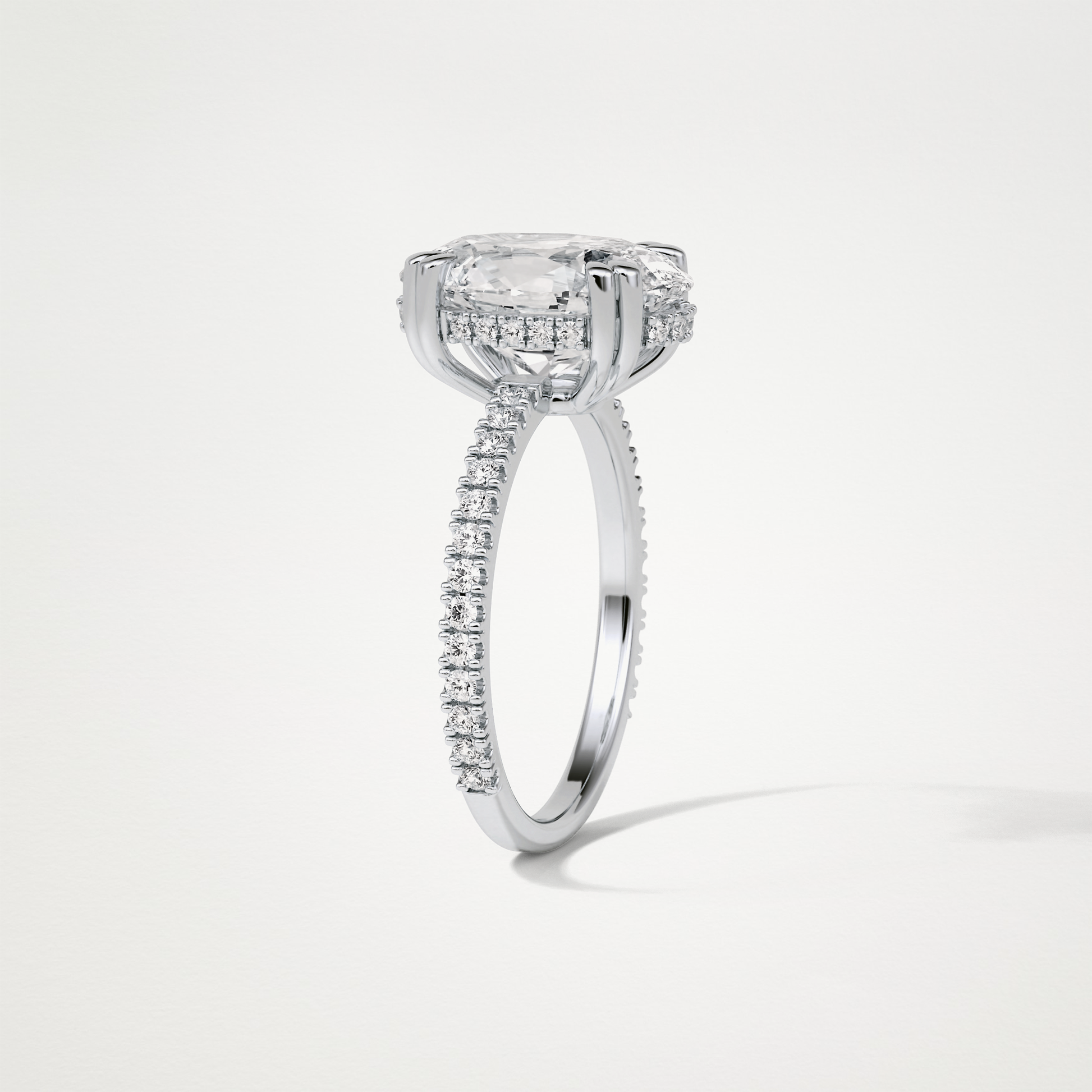 Oval Hidden Halo & Pave Moissanite Engagement Ring – 4 CT Lab-Created Brilliance in 10K/14K/18K Gold