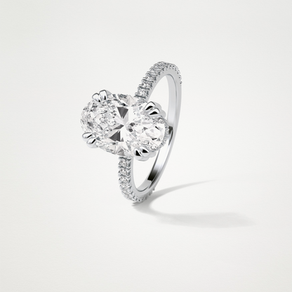 Oval Hidden Halo & Pave Moissanite Engagement Ring – 4 CT Lab-Created Brilliance in 10K/14K/18K Gold