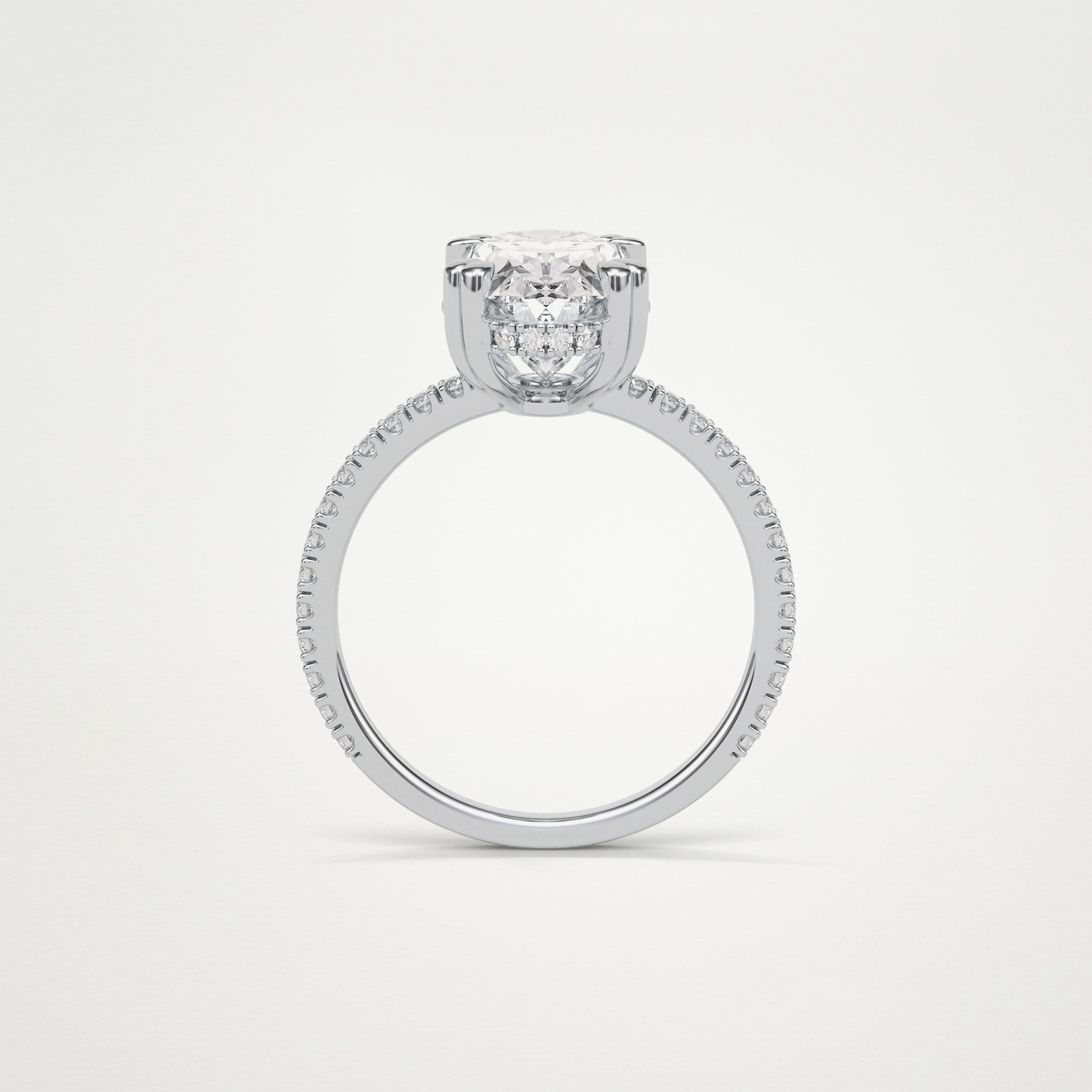 Oval Hidden Halo & Pave Moissanite Engagement Ring – 4 CT Lab-Created Brilliance in 10K/14K/18K Gold
