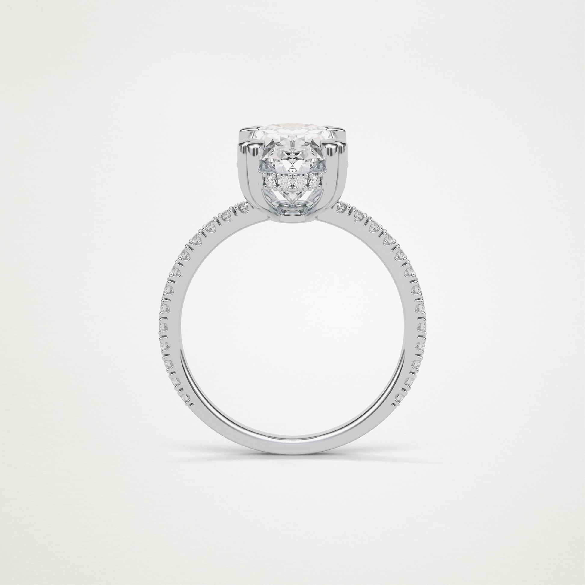 Oval Hidden Halo & Pave Moissanite Engagement Ring – 4 CT Lab-Created Brilliance in 10K/14K/18K Gold