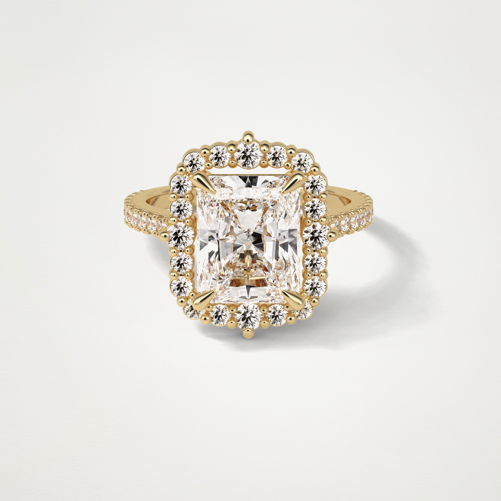 Radiant Halo & Pave Moissanite Engagement Ring – 3.24 CT Lab-Created Brilliance in 10K/14K/18K Gold