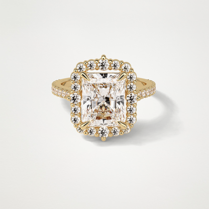 Radiant Halo & Pave Moissanite Engagement Ring – 3.24 CT Lab-Created Brilliance in 10K/14K/18K Gold
