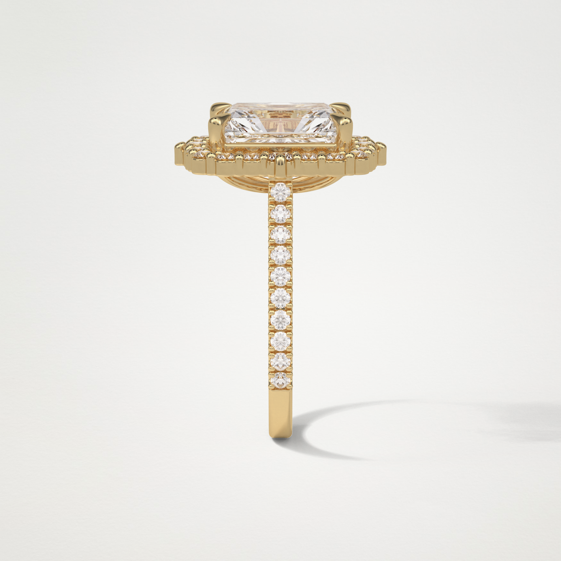 Radiant Halo & Pave Moissanite Engagement Ring – 3.24 CT Lab-Created Brilliance in 10K/14K/18K Gold