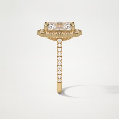 Radiant Halo & Pave Moissanite Engagement Ring – 3.24 CT Lab-Created Brilliance in 10K/14K/18K Gold