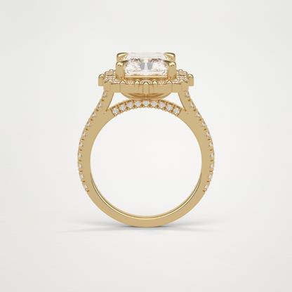 Radiant Halo & Pave Moissanite Engagement Ring – 3.24 CT Lab-Created Brilliance in 10K/14K/18K Gold
