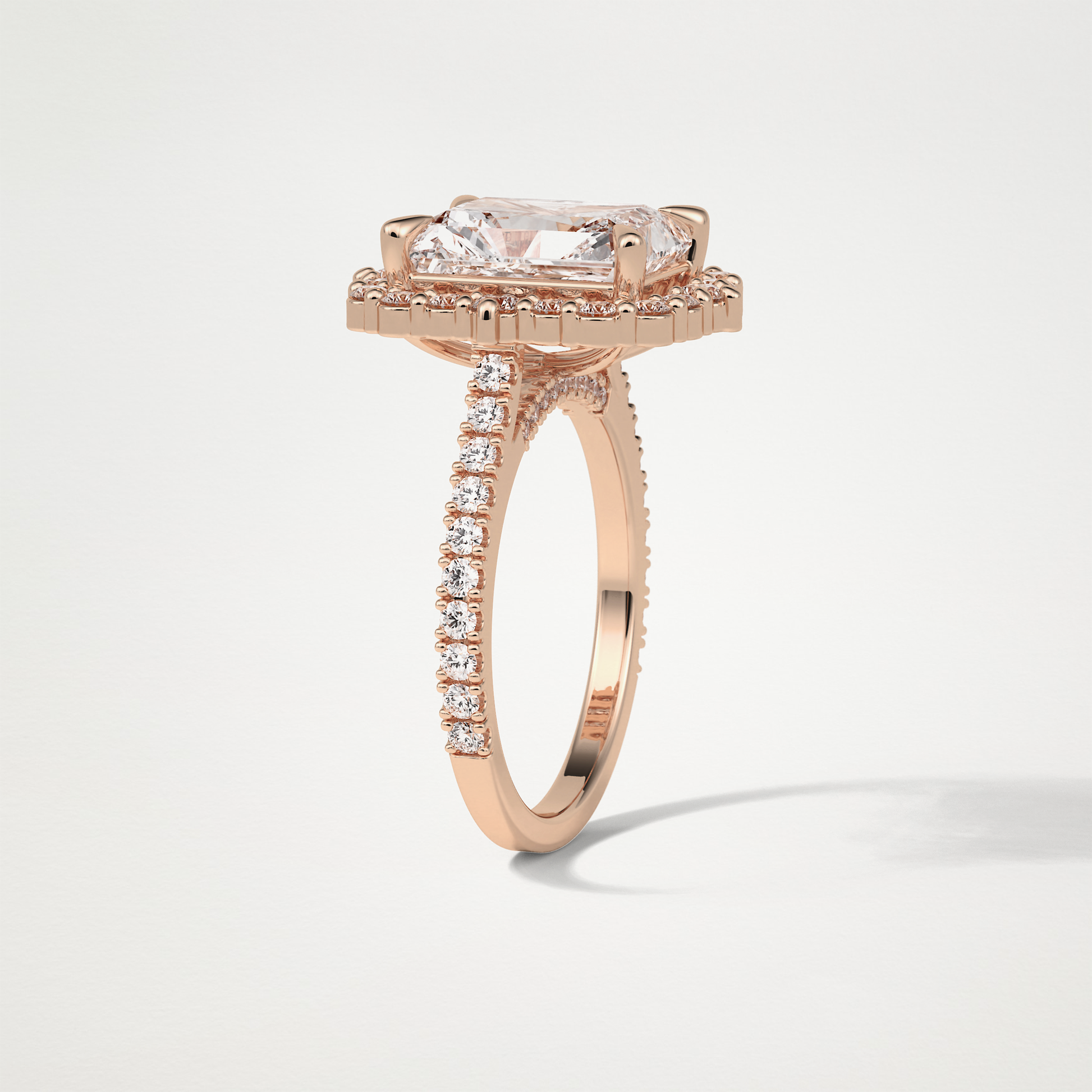 Radiant Halo & Pave Moissanite Engagement Ring – 3.24 CT Lab-Created Brilliance in 10K/14K/18K Gold