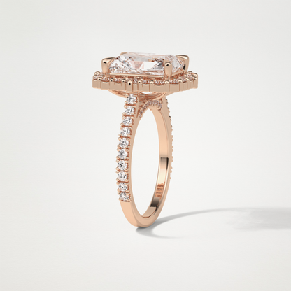 Radiant Halo & Pave Moissanite Engagement Ring – 3.24 CT Lab-Created Brilliance in 10K/14K/18K Gold