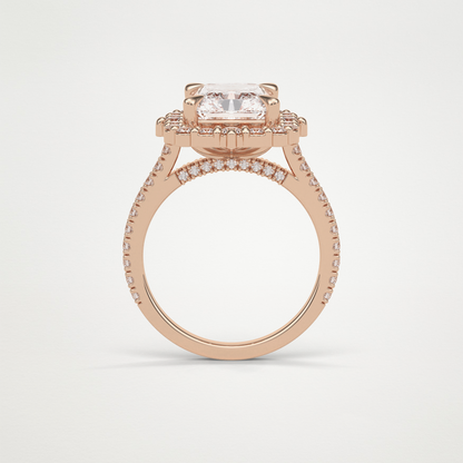 Radiant Halo & Pave Moissanite Engagement Ring – 3.24 CT Lab-Created Brilliance in 10K/14K/18K Gold