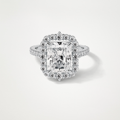 Radiant Halo & Pave Moissanite Engagement Ring – 3.24 CT Lab-Created Brilliance in 10K/14K/18K Gold