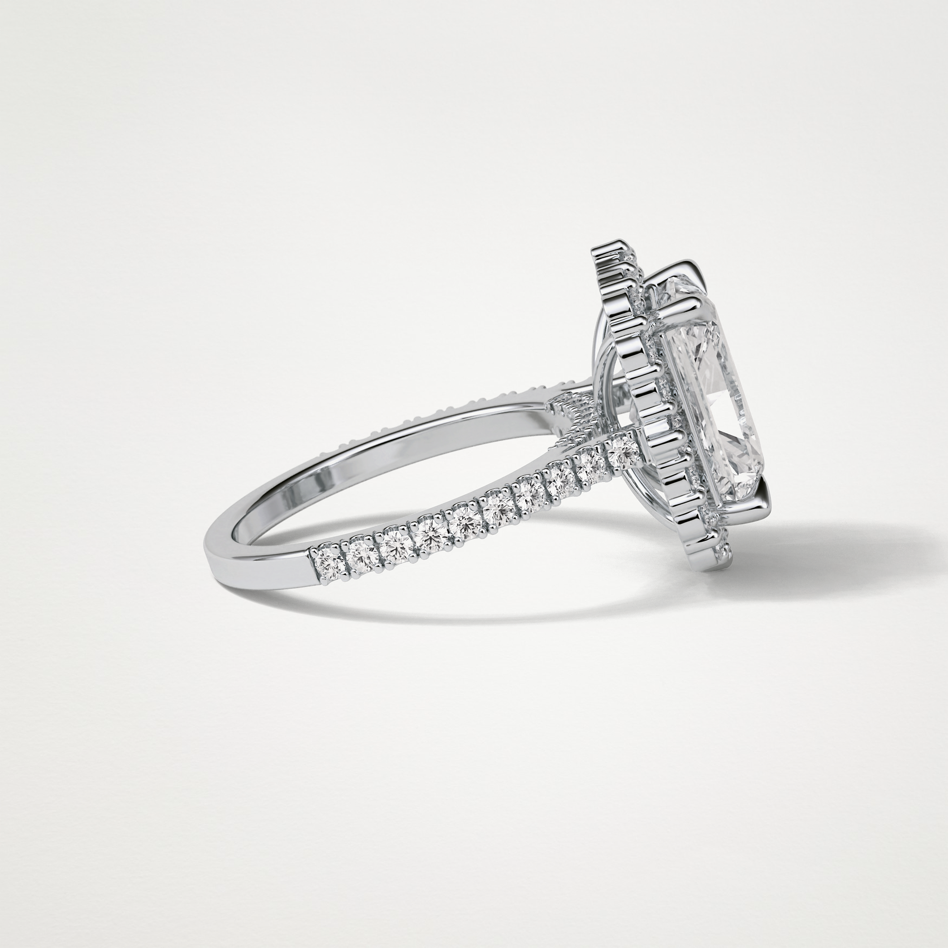 Radiant Halo & Pave Moissanite Engagement Ring – 3.24 CT Lab-Created Brilliance in 10K/14K/18K Gold