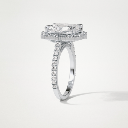 Radiant Halo & Pave Moissanite Engagement Ring – 3.24 CT Lab-Created Brilliance in 10K/14K/18K Gold