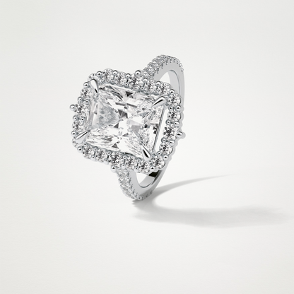 Radiant Halo & Pave Moissanite Engagement Ring – 3.24 CT Lab-Created Brilliance in 10K/14K/18K Gold