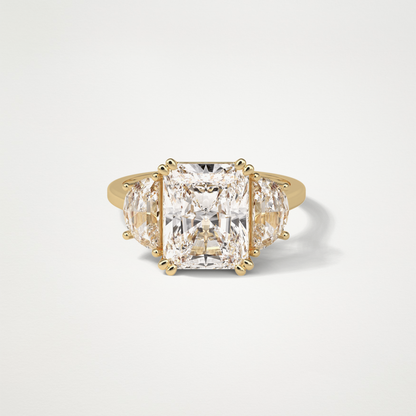 Radiant 3 Stone Moissanite Engagement Ring – 3.24 CT Lab-Created Brilliance in 10K/14K/18K Gold