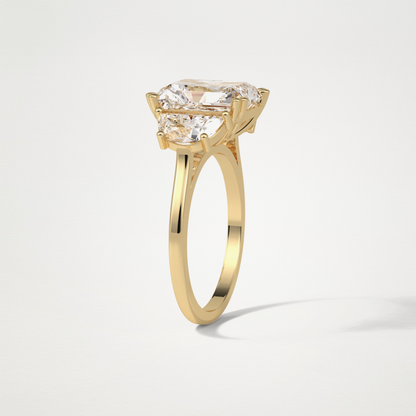 Radiant 3 Stone Moissanite Engagement Ring – 3.24 CT Lab-Created Brilliance in 10K/14K/18K Gold