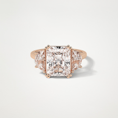 Radiant 3 Stone Moissanite Engagement Ring – 3.24 CT Lab-Created Brilliance in 10K/14K/18K Gold