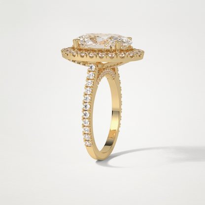 Oval Halo & Pave Moissanite Engagement Ring – 4.1 CT Lab-Created Brilliance in 10K/14K/18K Gold