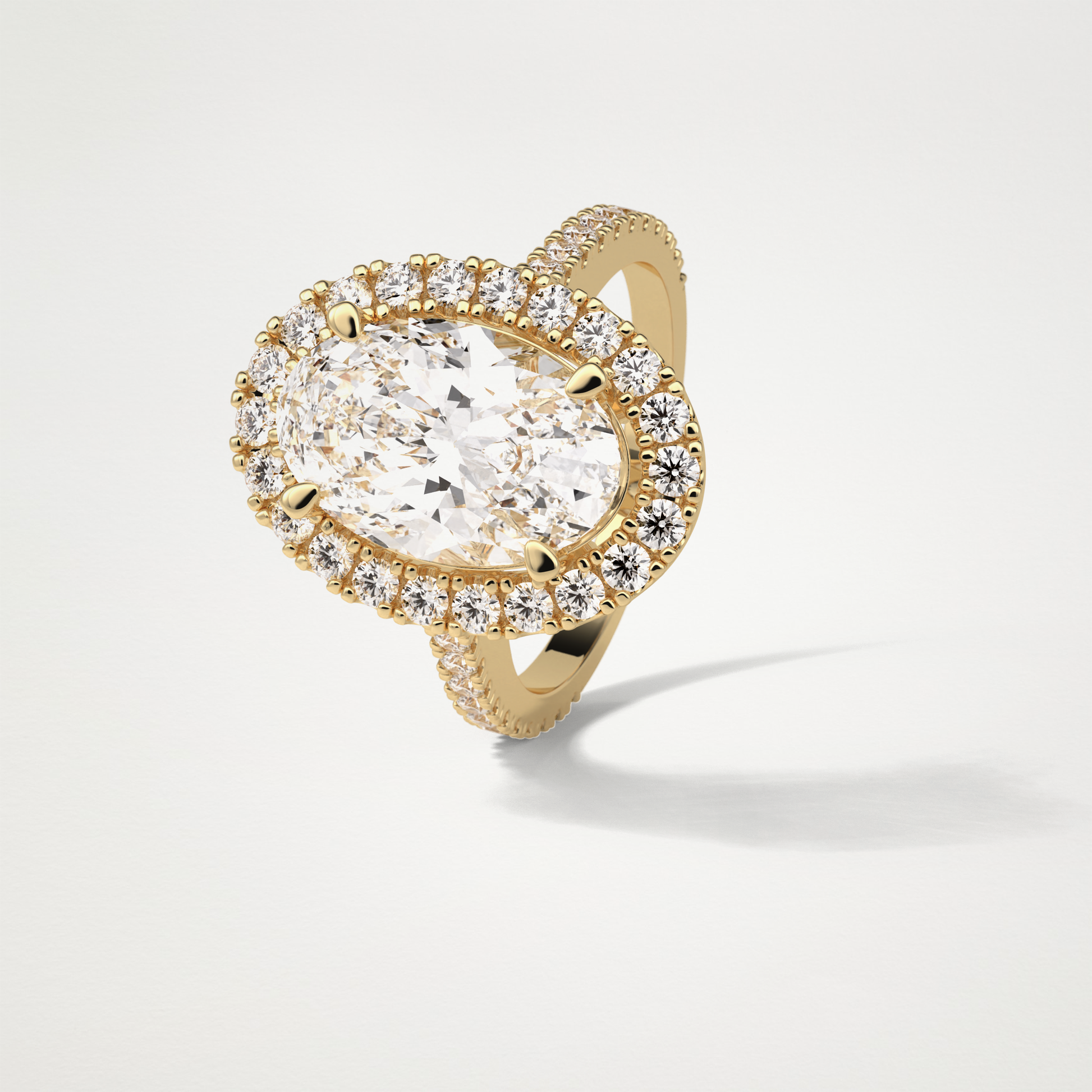 Oval Halo & Pave Moissanite Engagement Ring – 4.1 CT Lab-Created Brilliance in 10K/14K/18K Gold
