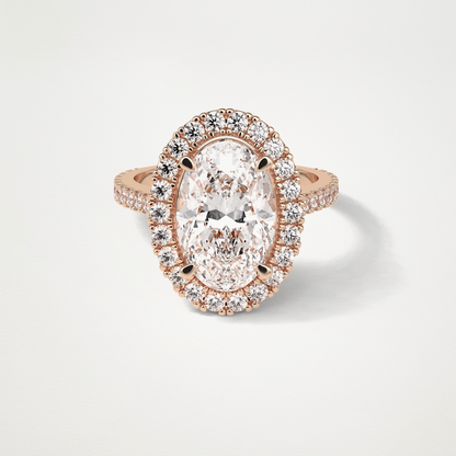 Oval Halo & Pave Moissanite Engagement Ring – 4.1 CT Lab-Created Brilliance in 10K/14K/18K Gold
