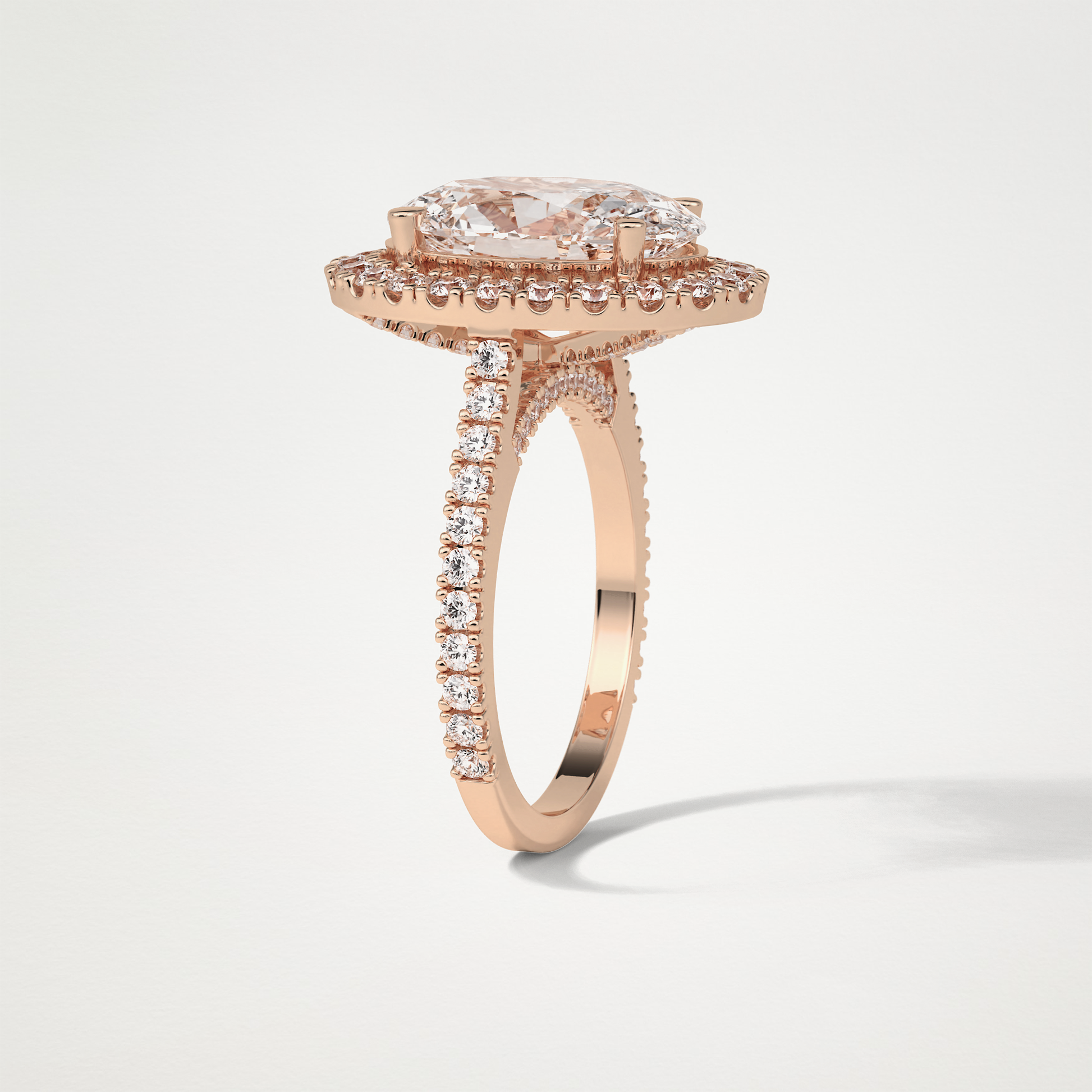 Oval Halo & Pave Moissanite Engagement Ring – 4.1 CT Lab-Created Brilliance in 10K/14K/18K Gold