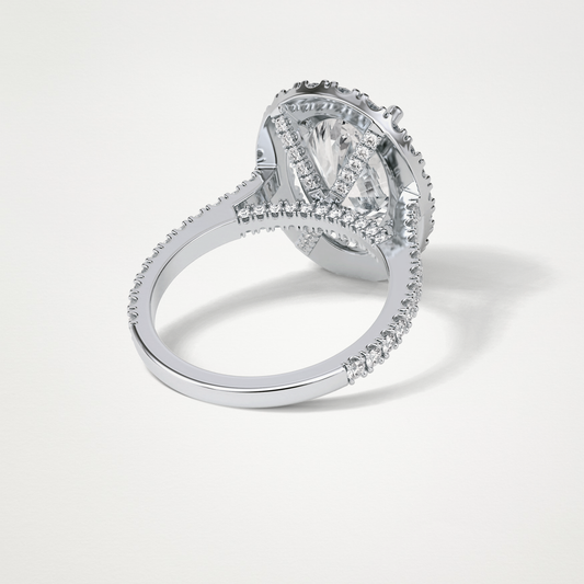 Oval Halo & Pave Moissanite Engagement Ring – 4.1 CT Lab-Created Brilliance in 10K/14K/18K Gold