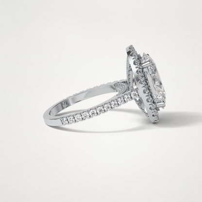 Oval Halo & Pave Moissanite Engagement Ring – 4.1 CT Lab-Created Brilliance in 10K/14K/18K Gold