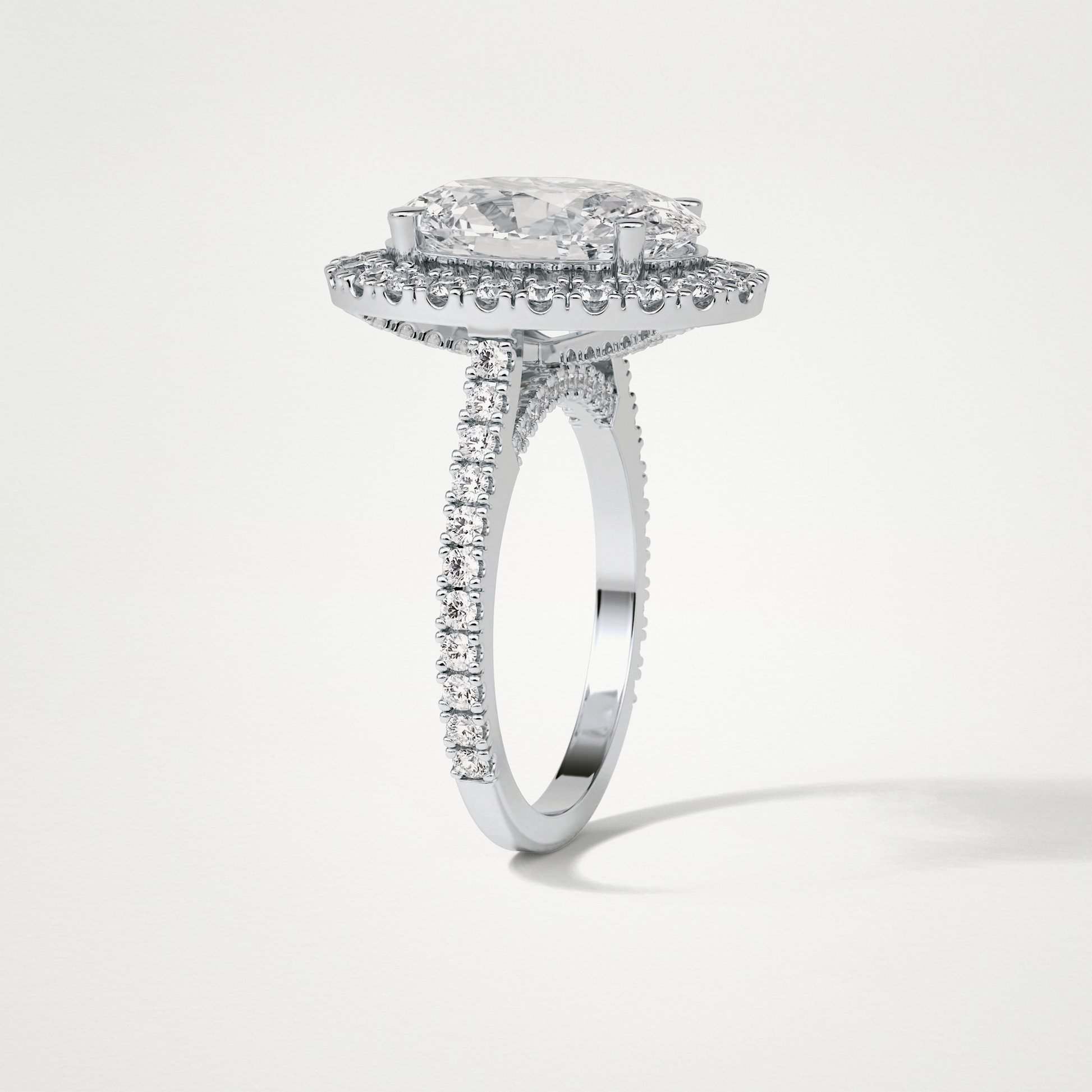 Oval Halo & Pave Moissanite Engagement Ring – 4.1 CT Lab-Created Brilliance in 10K/14K/18K Gold
