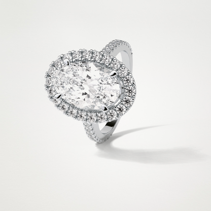 Oval Halo & Pave Moissanite Engagement Ring – 4.1 CT Lab-Created Brilliance in 10K/14K/18K Gold