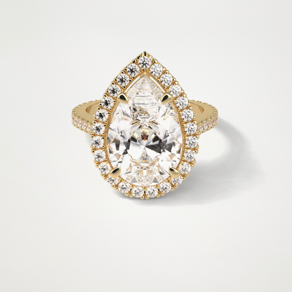 Pear Halo & Pave Moissanite Engagement Ring – 6.15 CT Lab-Created Brilliance in 10K/14K/18K Gold