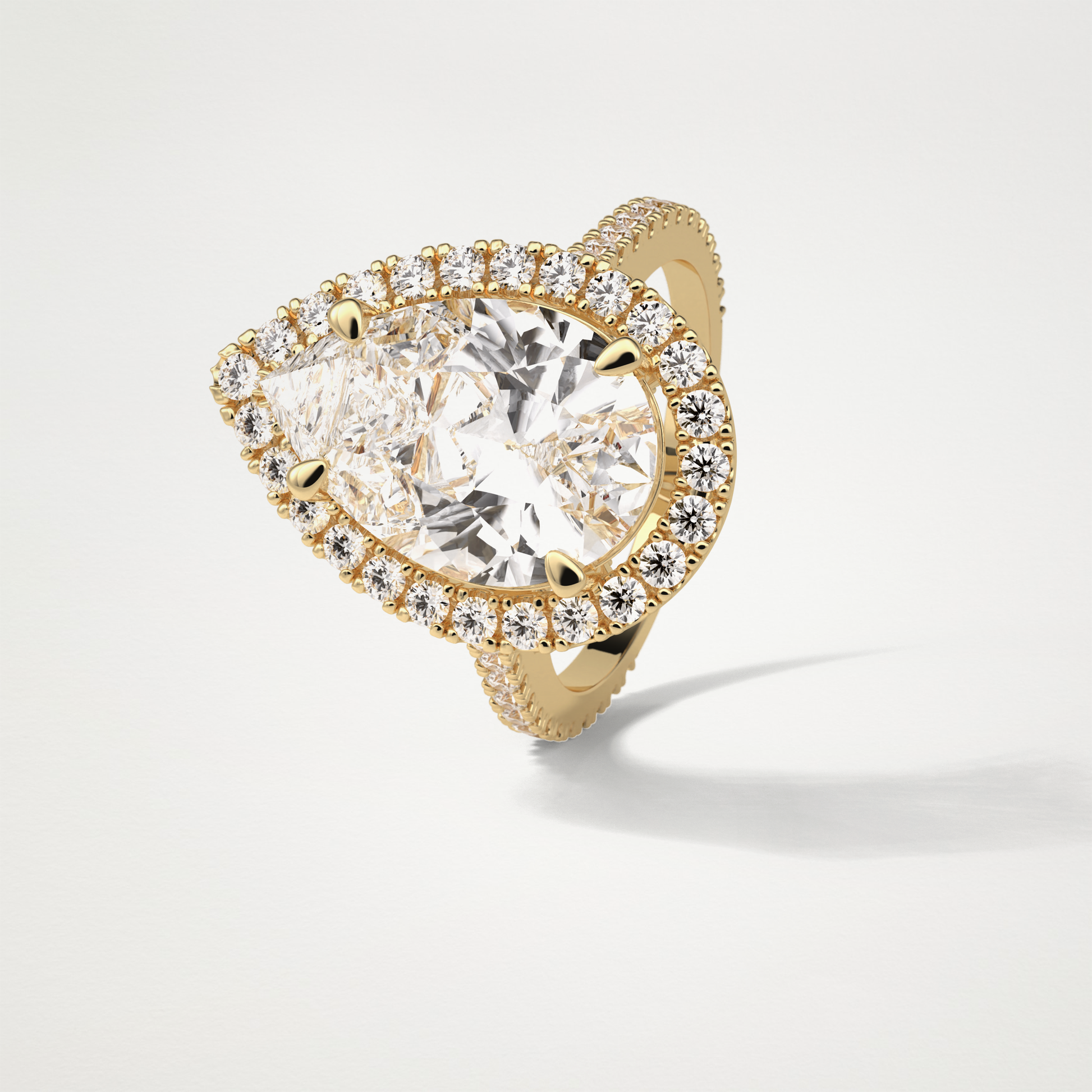 Pear Halo & Pave Moissanite Engagement Ring – 6.15 CT Lab-Created Brilliance in 10K/14K/18K Gold