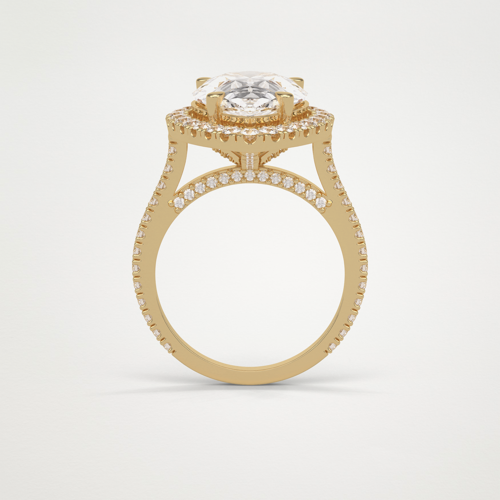 Pear Halo & Pave Moissanite Engagement Ring – 6.15 CT Lab-Created Brilliance in 10K/14K/18K Gold