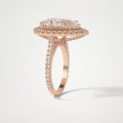 Pear Halo & Pave Moissanite Engagement Ring – 6.15 CT Lab-Created Brilliance in 10K/14K/18K Gold