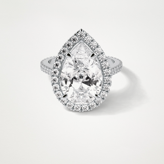 Pear Halo & Pave Moissanite Engagement Ring – 6.15 CT Lab-Created Brilliance in 10K/14K/18K Gold