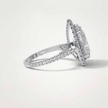 Pear Halo & Pave Moissanite Engagement Ring – 6.15 CT Lab-Created Brilliance in 10K/14K/18K Gold